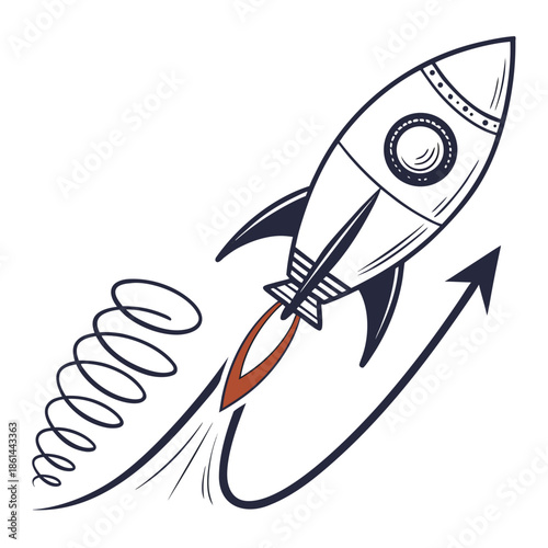 Minimalist Rocket Propulsion Speed Abstract Symbol