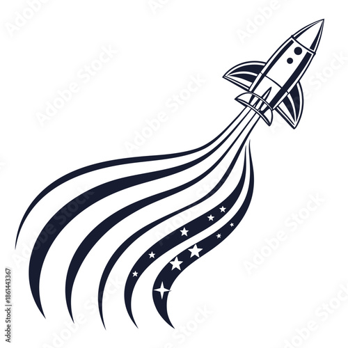 Dynamic Rocket Launch Concept Minimalist Icon