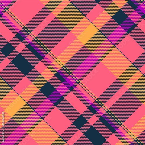 Sixties seamless textile background, gingham pattern vector tartan. Fire texture check plaid fabric in red and dark colors.