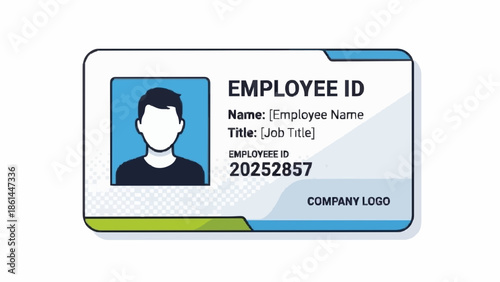 Employee ID card with faceless person and company logo