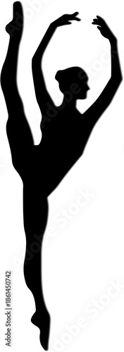 Silhouette of a ballerina in a graceful arabesque pose elegant vector illustration for dance and performance concepts isolated on white background