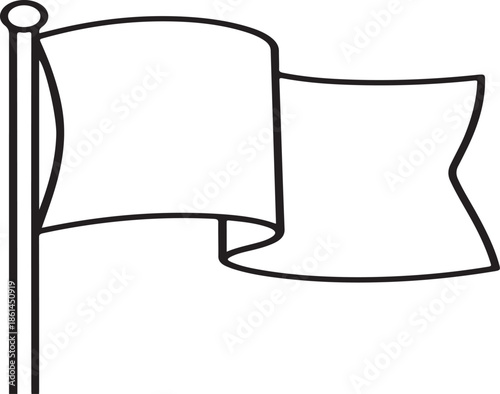 Black line art illustration of waving flags on a pole