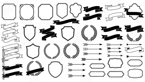 Hand drawn black silhouette vector illustration set of vintage gun icons and weapon symbols in a doodle sketch drawing design collection
