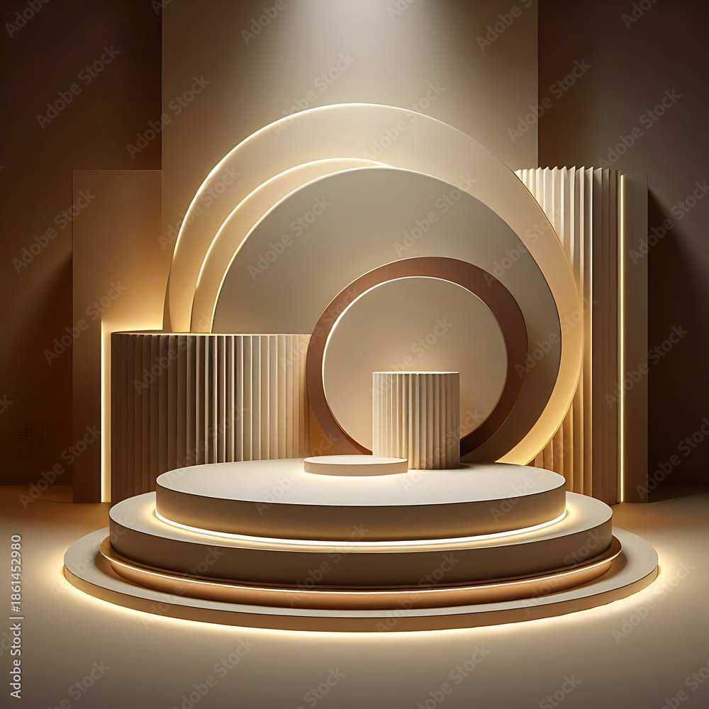 Obraz premium Empty 3D Podium on Stage for Exhibit