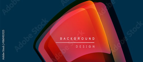 Abstract design features vibrant gradients. Red, orange hues dominate over dark blue backdrop. Text reads background design. Modern aesthetic.
