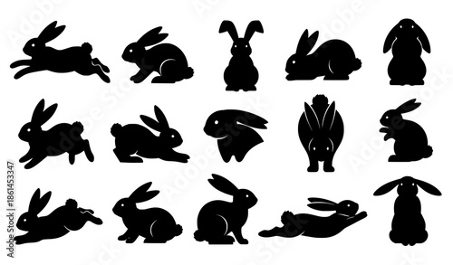 Rabbit silhouette vector collection for Easter decoration and spring design