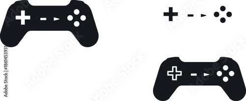 Gamepad Controller Icon Set with D-pad and Action Buttons Vector Illustration for Gaming User Interface Design and Video Game Hardware
