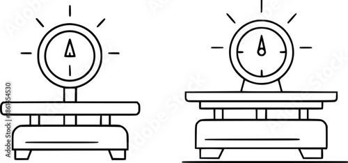 Two simple line art scales, one smaller than the other, suggesting comparison or measurement.