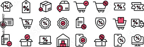 Collections set Icon Pack Editable E-commerce, Online shopping for Website Design, Apps, UI UX and Digital Asset