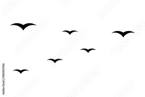 Abstract Flying Bird Flock Silhouette Icons Isolated on Clean White Space