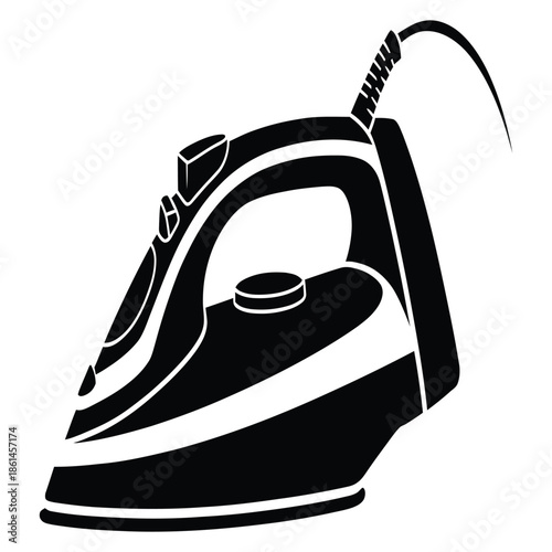 Silhouette of clothes iron household appliance pressing fabric removing wrinkles showcasing cleanliness and functionality for domestic task efficiency