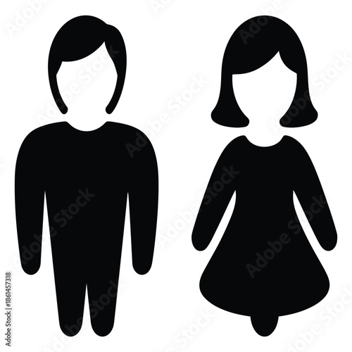 Toilet sign public location access restroom design professional modern flat icon for men and women vector silhouette black and white illustration
