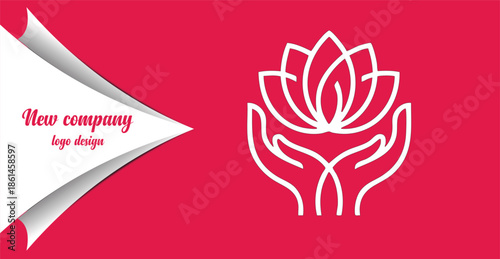 Elegant Lotus Flower in Cupped Hands Logo Concept