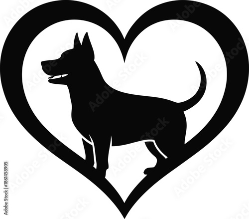 Faithful Dog Inside Heart Frame