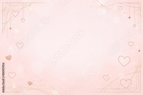 Background With Hearts and Sparkling Stars on Light Pink for Creative Projects and Designs