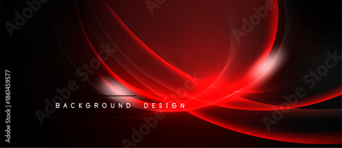 Abstract red lines over black background. Modern design elements create dynamic visual impact. Minimalist aesthetic, suitable for digital projects.