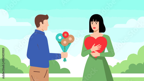 Valentine's Day couple in love people cartoon vector illustration