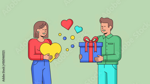 Valentine's Day couple in love people cartoon vector illustration