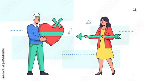 Valentine's Day couple in love people cartoon vector illustration