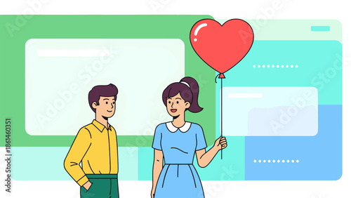 Valentine's Day couple in love people cartoon vector illustration