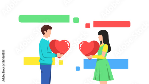 Valentine's Day couple in love people cartoon vector illustration