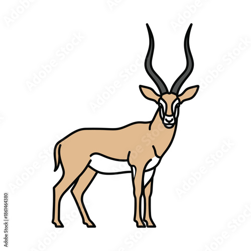 African gazelle vector illustration, elegant antelope mascot isolated on white