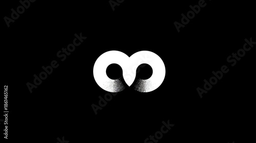 Elegant white 3D infinity symbol or twisted loop design with gradient shading on a minimalist black background, representing continuity, connection, and abstract concept.