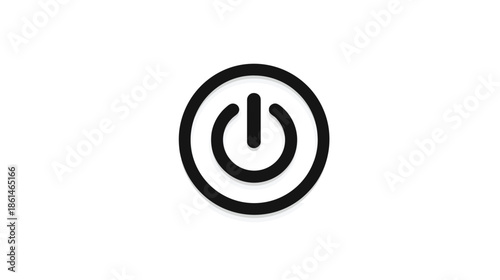 Black Power Button Icon | On/Off Start Stop Symbol for Technology, User Interface, and Digital Control