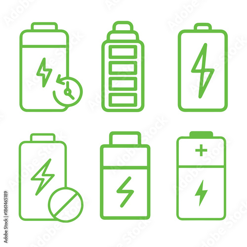 Battery icons set. Battery charge level indicators icons set. Discharged and fully charged battery. level battery energy. Vector illustration