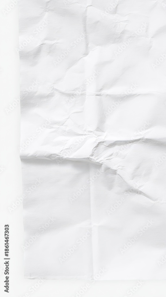 Obraz premium Textured Paper's Soft Embrace: A close-up view unveils the intricate textures of a piece of crumpled paper, its surface bearing the marks of time and experience.