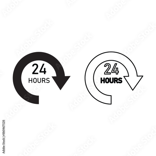 Canvas Print A collection of 24 hours service icons in four variations, featuring different colors and styles