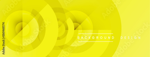 Bright yellow abstract design. Overlapping circles create dynamic visual effect. Modern, clean aesthetic suitable for backgrounds.