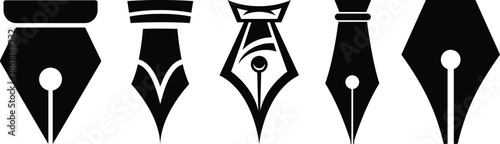 Pen nib icon set.fountain pen tool icon. vector element can be used for nib feather pen designed concept from education collection.Fountain pen nib glyph vector, sign, symbol, logo, illustration.
