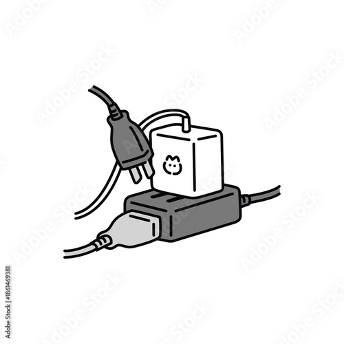 Overloaded Power Strip Doodle Vector