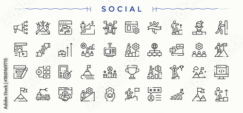 Social icon. Support vector icons collection. Outline icons pack. Public icon. Vector artwork and illustration.