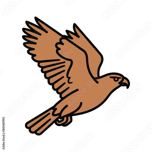 Flying hawk bird mascot vector illustration isolated on white