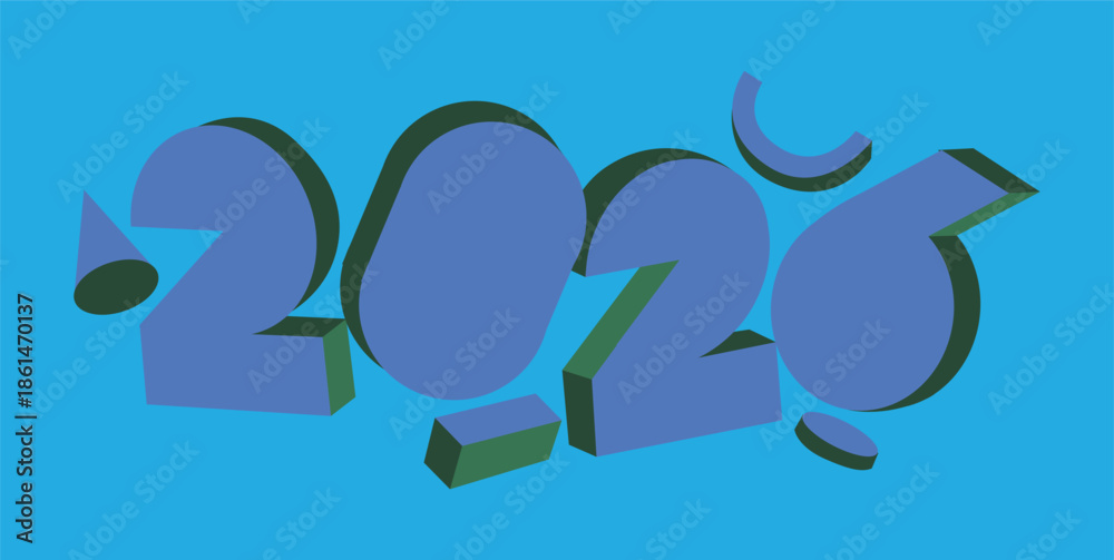 Obraz premium Digital New Year illustration concept in scalable vector format
