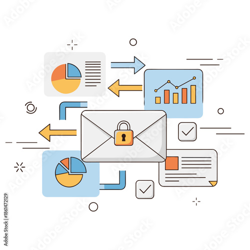 Secure email communication with data analytics and infographics