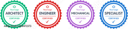 Certified Training Badge Logo Design Bundle – Colorful Vector Certificate Seals & Accreditation Icons