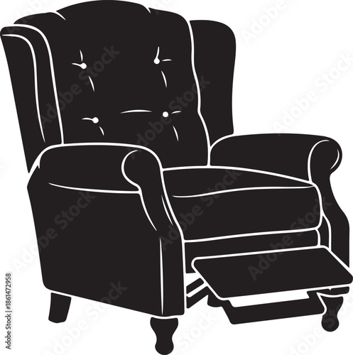 Classic silhouette comfortable recliner armchair furniture interior design concept