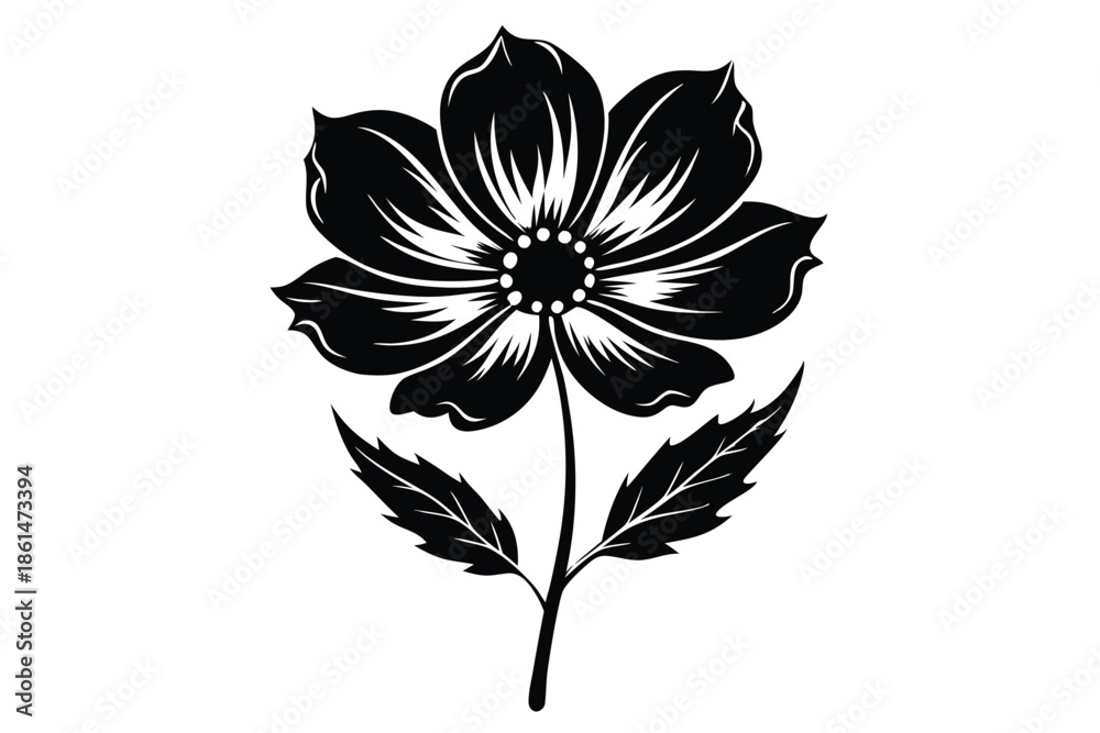 Obraz premium cosmos flower silhouette line art vector illustration with a white background