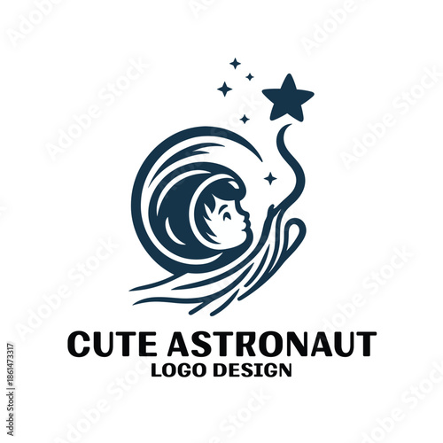 Cute Astronaut Vector Logo Design