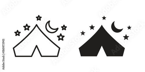Night camping icons for templates, web design and infographics