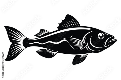 cod silhouette line art vector illustration with a white background