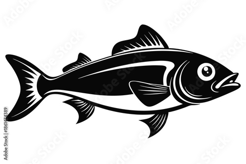 cod silhouette line art vector illustration with a white background