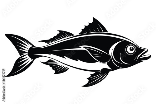 cod silhouette line art vector illustration with a white background
