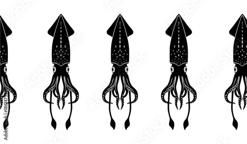 Nautical symmetrical squid seamless pattern for coastal fabric and beach decor design