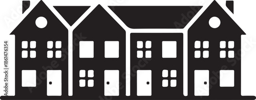 Silhouette row of townhouses real estate residential property investment concept illustration