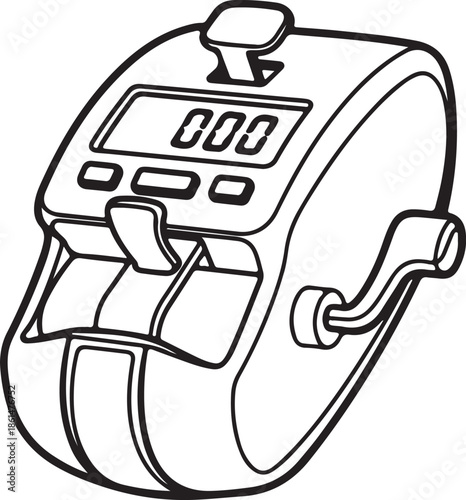 Digital Hand Tally Counter Line Art Icon