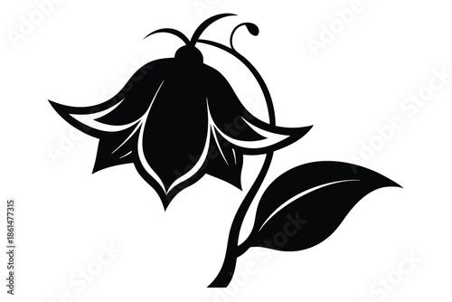 bellflower silhouette line art vector illustration with a white background